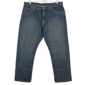 WRANGLER Men's Western Relaxed Fit Blue Denim Jeans Size 38x29 Straight Stretch